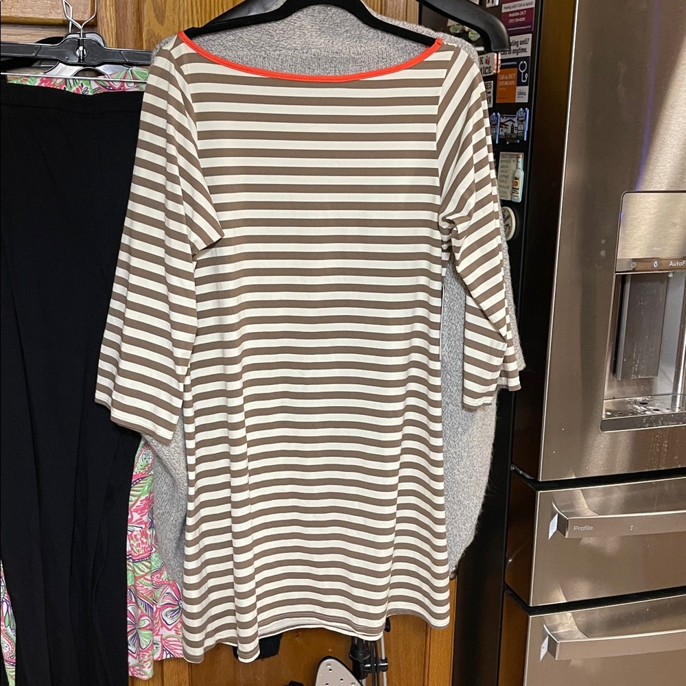 Anne Cole Signature Women’s Brown White 3/4 sleeve Dress Size XL